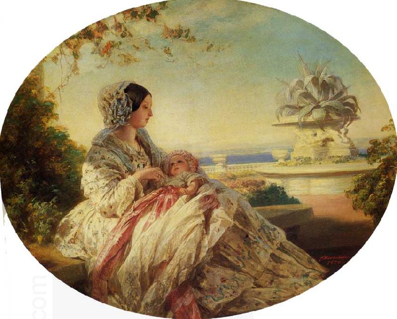 Franz Xaver Winterhalter Queen Victoria with Prince Arthur oil painting picture